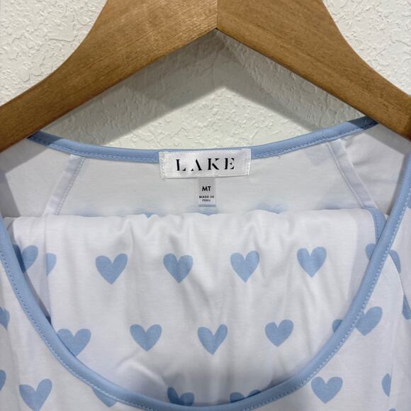 Lake Pajamas Cotton Short-Long Set in Blue Heart XST ST MT NWOT Loungewear - Picture 8 of 10